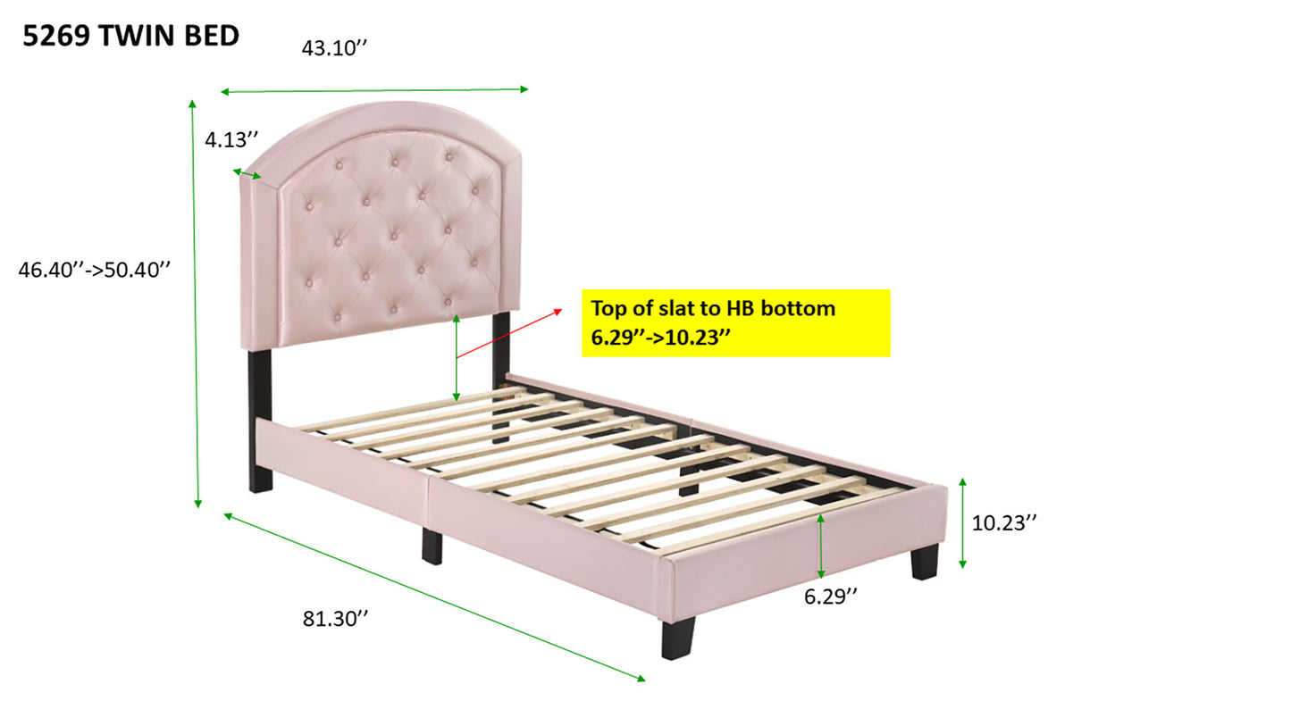 twin upholstered platform bed, gold