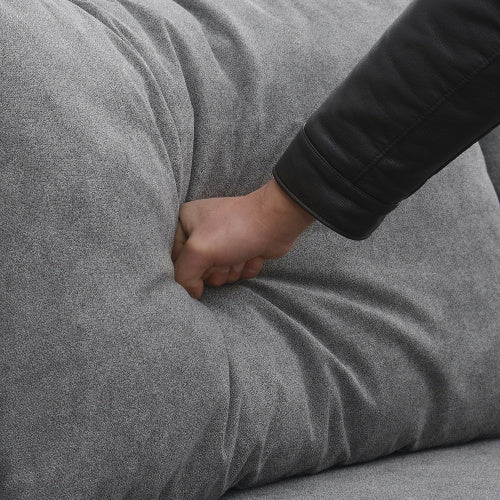 modern l shape couch with 3 pillows