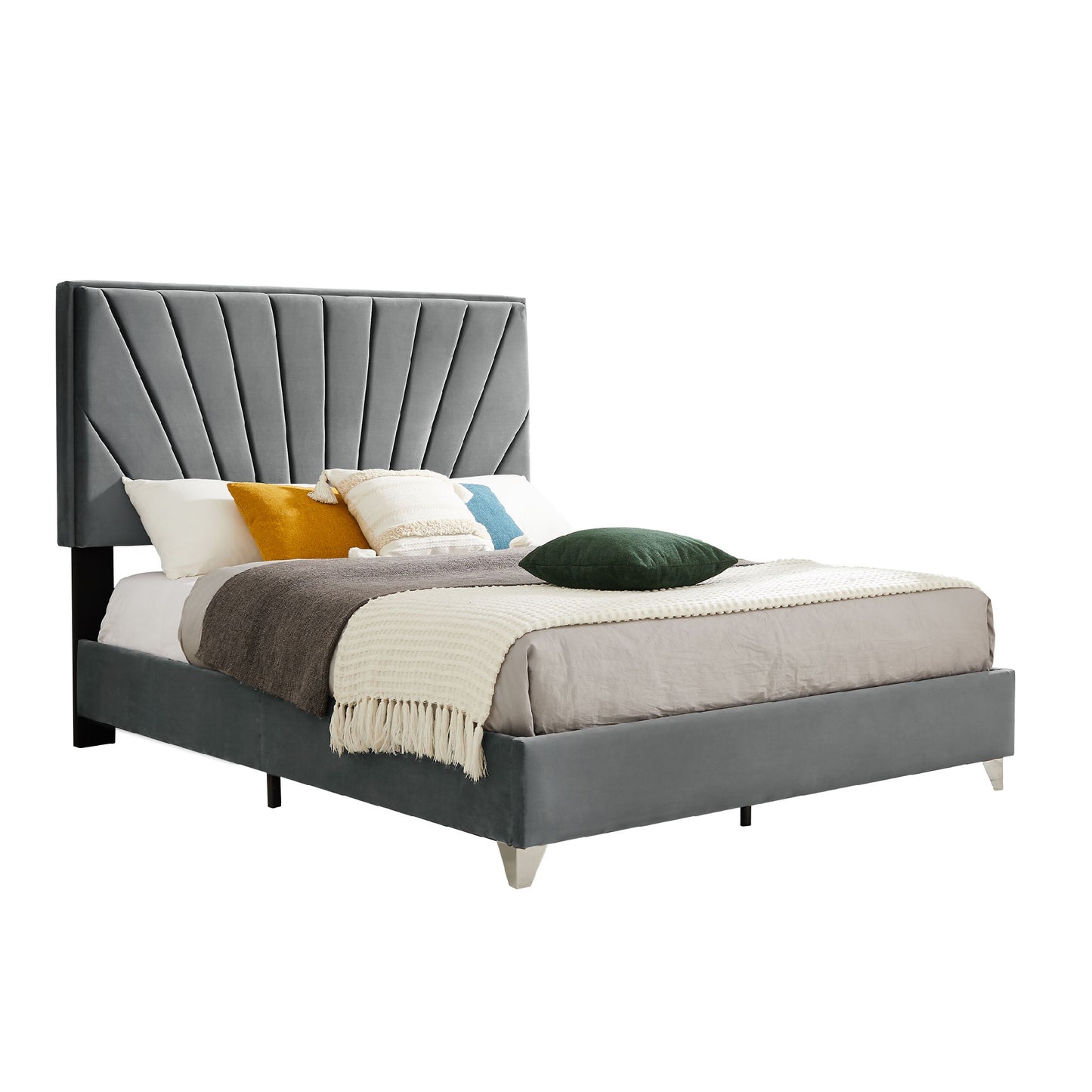 flannelette beautiful line stripe cushion headboard, grey