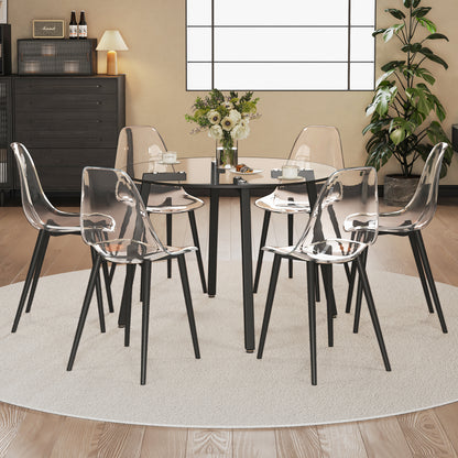 6-Piece Dining Set- Transparent Tempered Glass