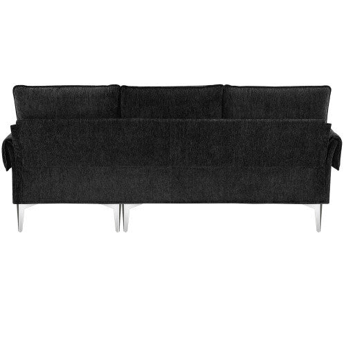chenille l-shaped sofa with 2 pillows