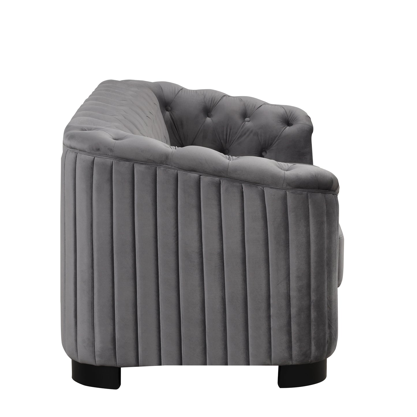 mid century velvet upholstered sofa
