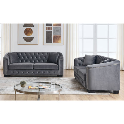 3-seater + 3-seater Combination Sofa, Velvet Grey