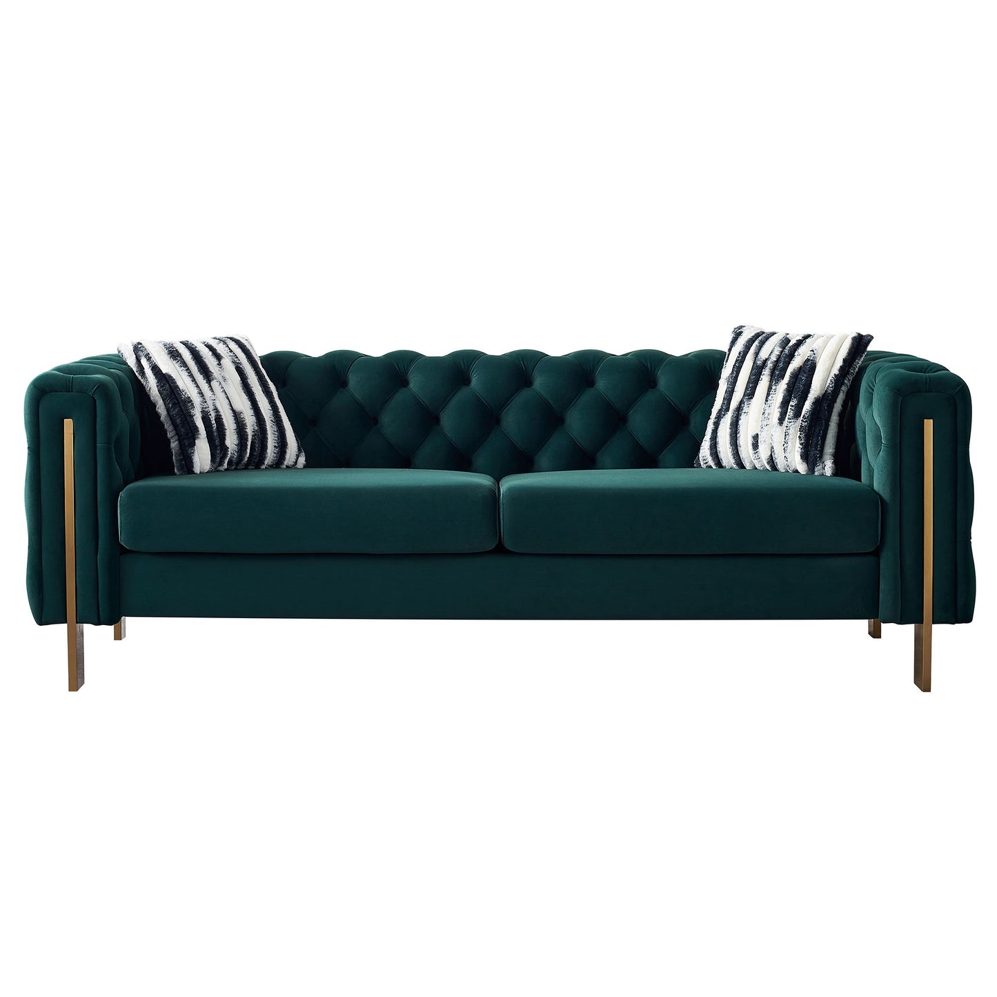 chesterfield modern tufted velvet sofa, green