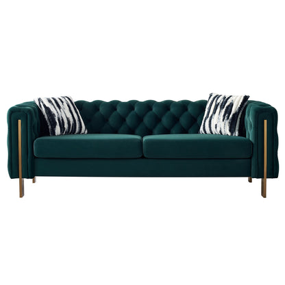 Chesterfield Modern Tufted Velvet Sofa, Green