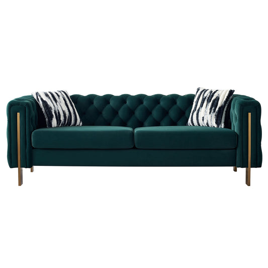 Chesterfield Modern Tufted Velvet Sofa, Green