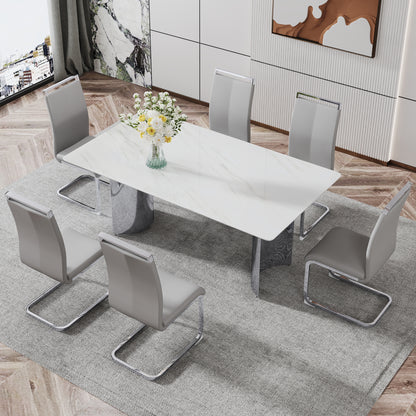Zara Marble Dining Table, Silver