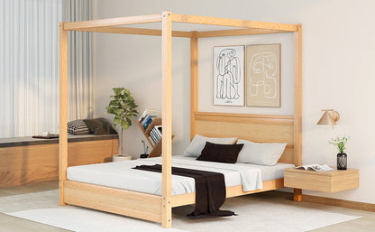 Modern Canopy Platform Bed with Headboard
