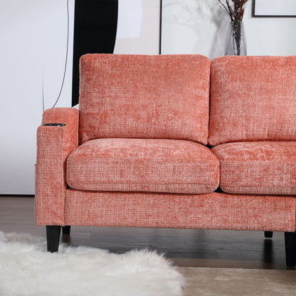 Zara Storage/ Cupholder Sectional Sofa, Pink