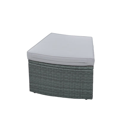 10-Piece Outdoor Sectional Half Round Patio Rattan Sofa Set, Light Gray