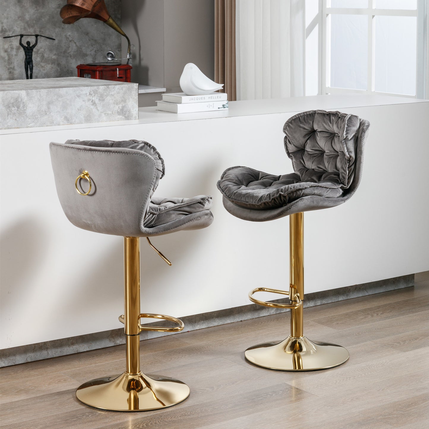 swivel bar stools set of 2, grey