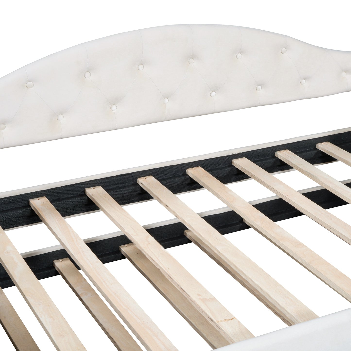 zara tufted upholstered bed with trundle, usb&type-c charging ports, beige