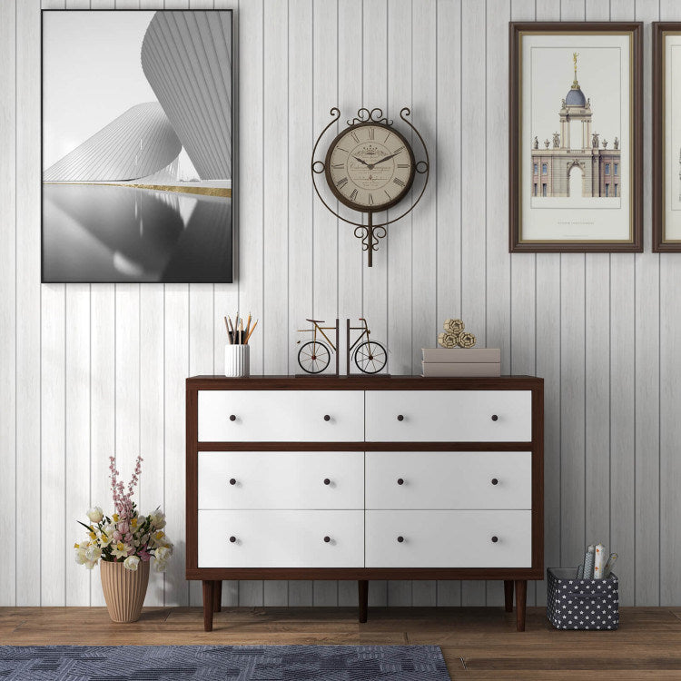 antique-style free-standing dresser with 6 drawers