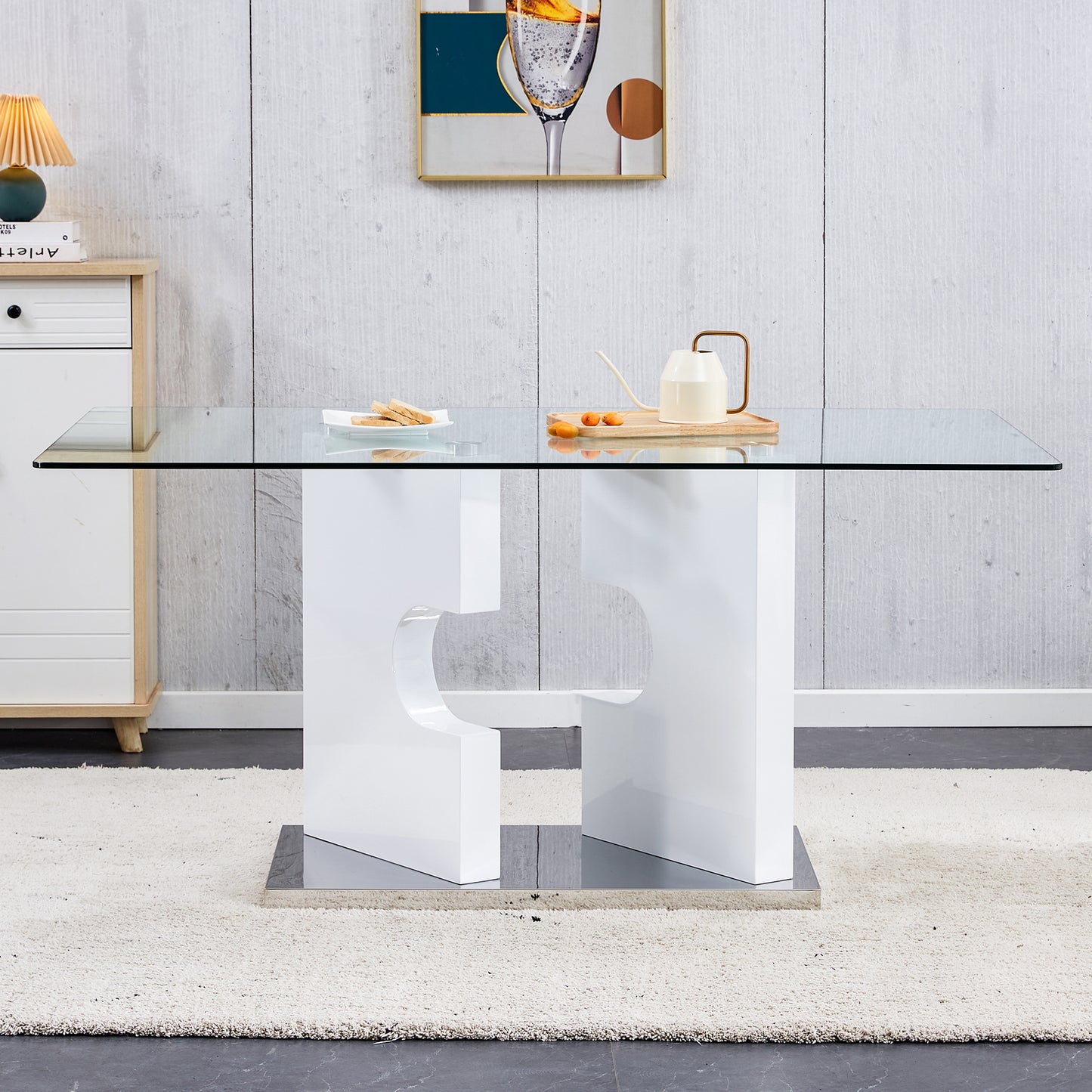 ruby 6-piece dining table set, white