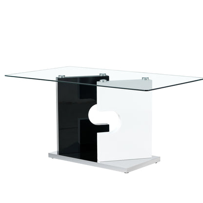 Ruby 6-Piece Dining Table Set, Black/White