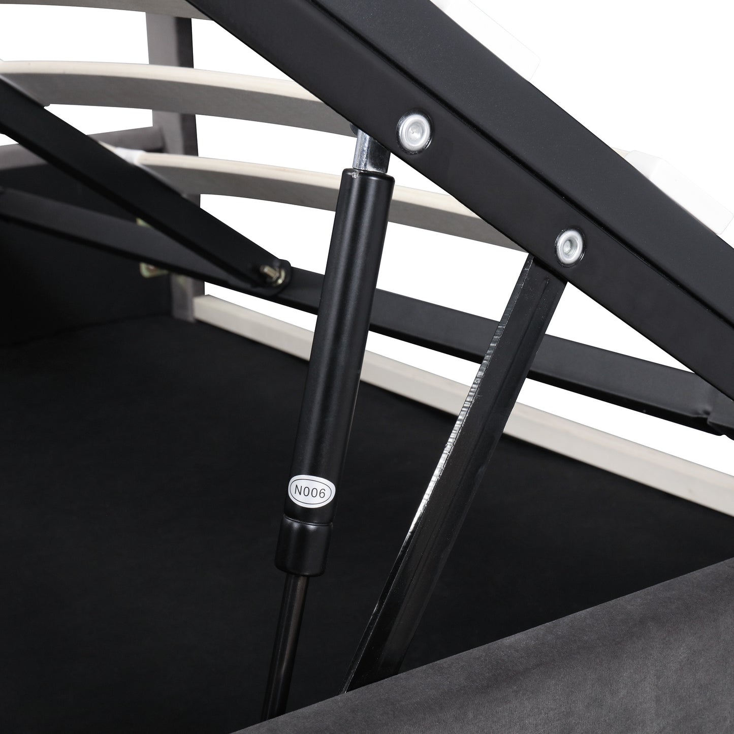 upholstered platform bed with a hydraulic storage system