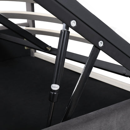 Upholstered Platform bed with a Hydraulic Storage System