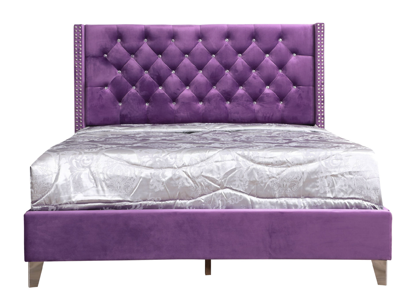 julie queen upholstered bed , purple