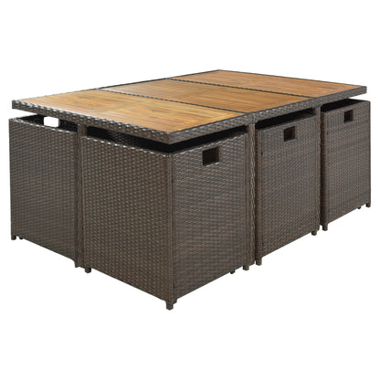 TOPMAX 11-Piece Patio All-Weather PE Wicker Dining Table Set