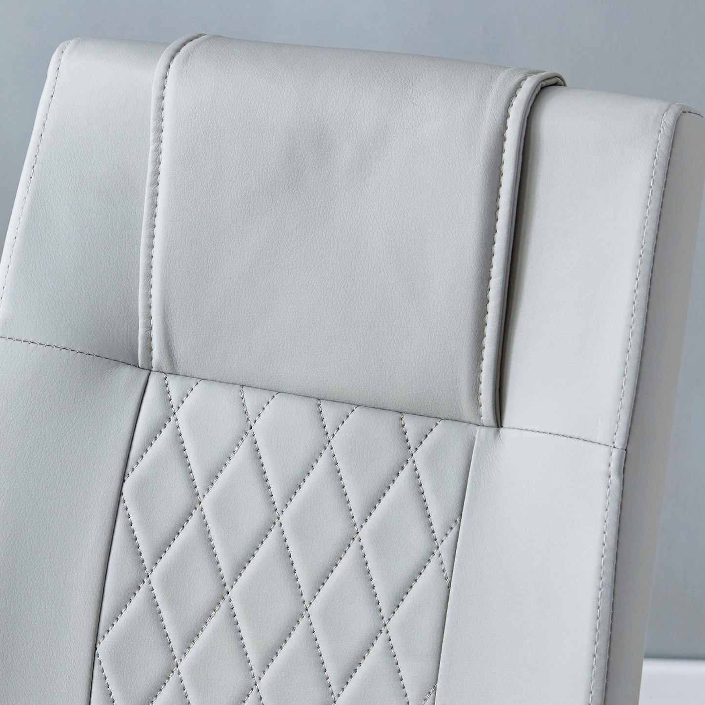 faux leather cushion chairs set of 6, light grey+pu leather