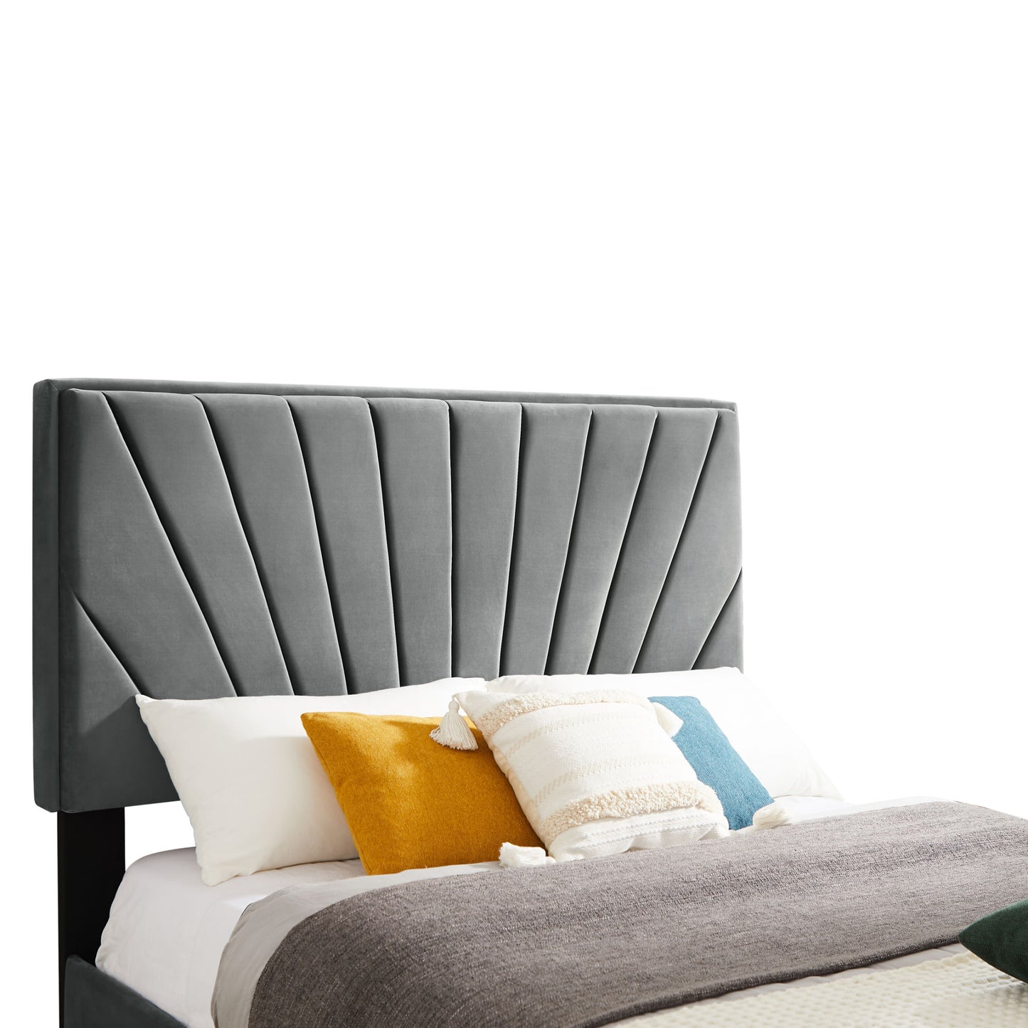 flannelette beautiful line stripe cushion headboard, grey