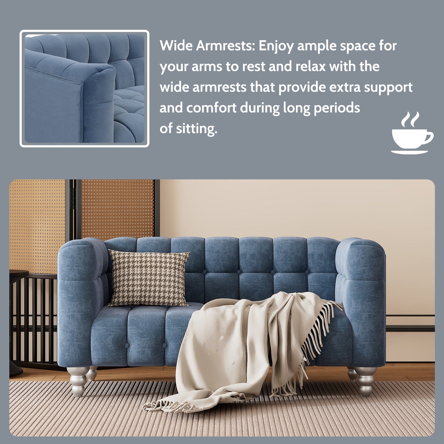 zuli 3-piece sofa set, blue