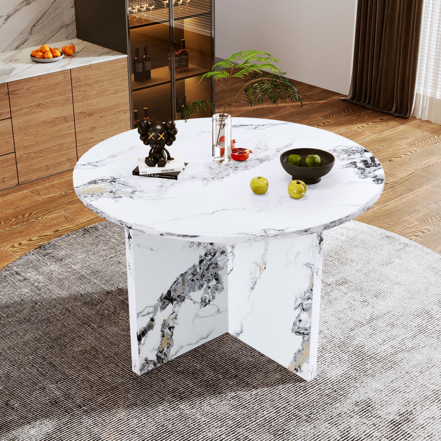 faux marble round dining table