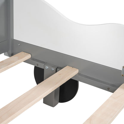 Twin Size Car-Shaped Platform Bed, Gray