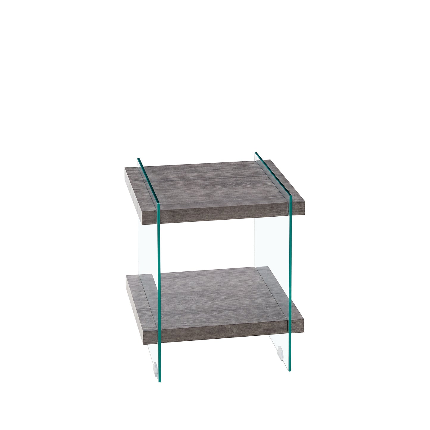 mdf end table, transparent/grey