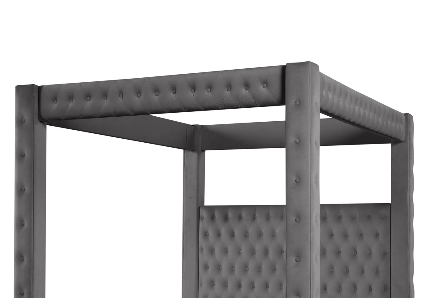 monica luxurious four-poster full bed made with wood in gray