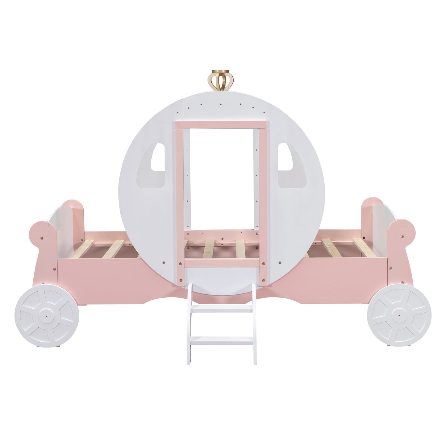 princess carriage bed with crown ,white+pink
