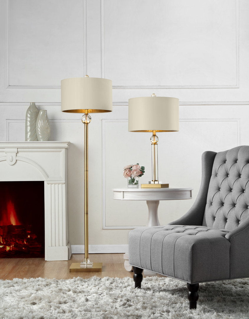63.25-inch perspicio solid crystal orb gold column floor lamp
