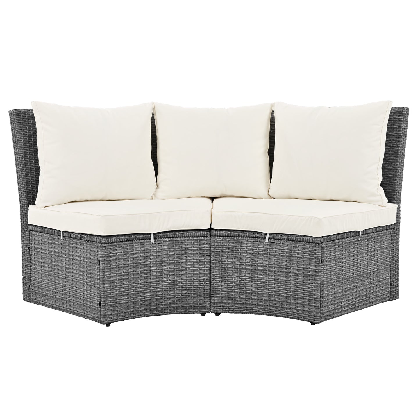 topmax patio 5-piece round rattan sectional sofa set, beige
