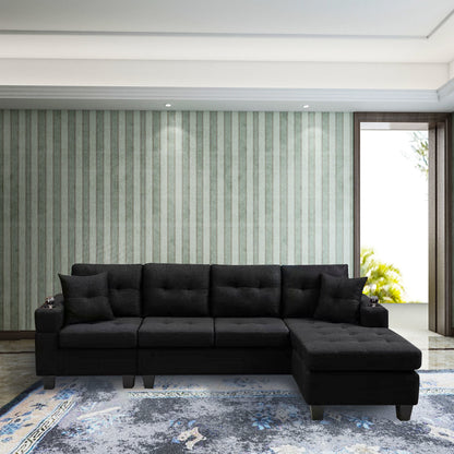 Right Sectional Sofa with footrest, Black