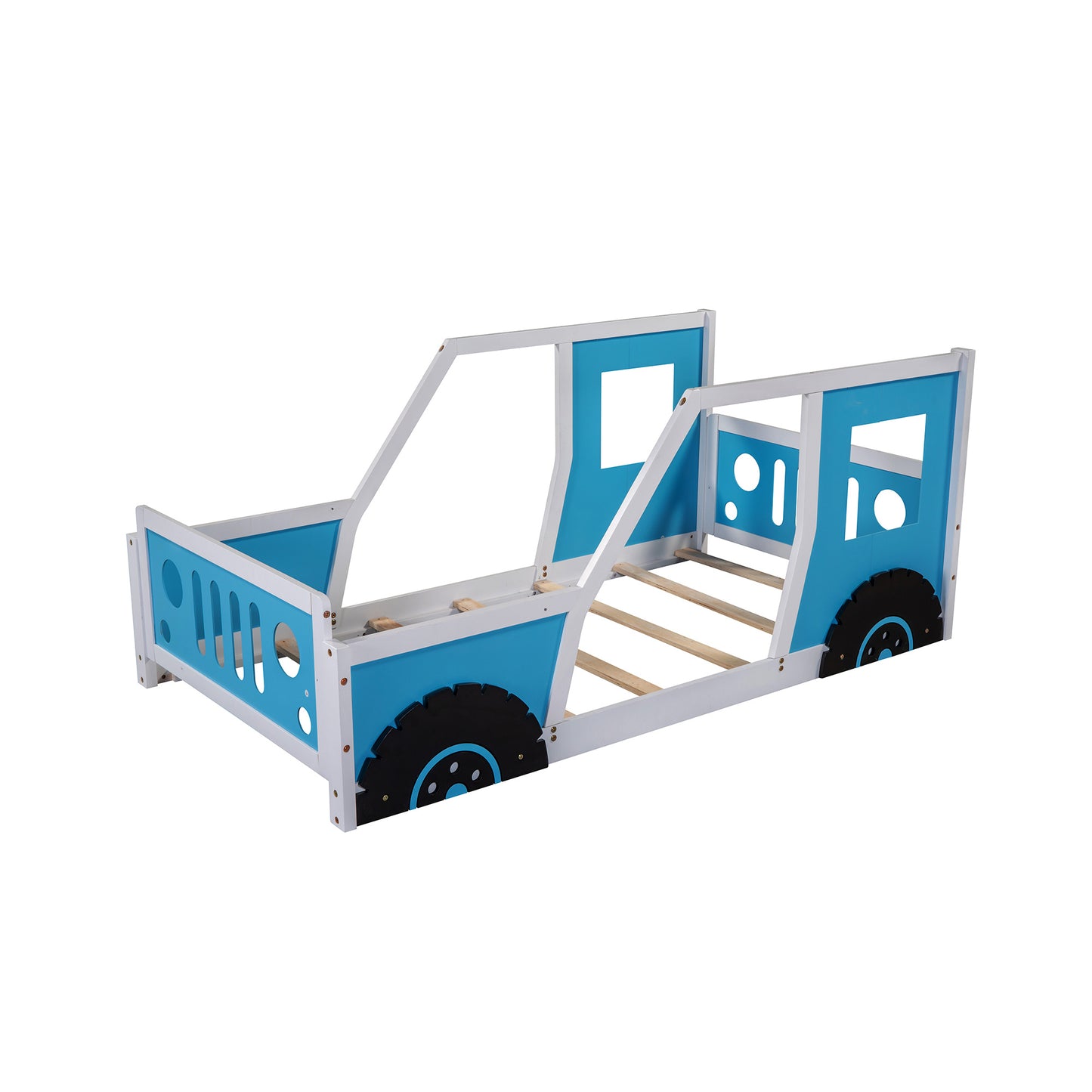 twin size classic car-shaped platform bed with wheels