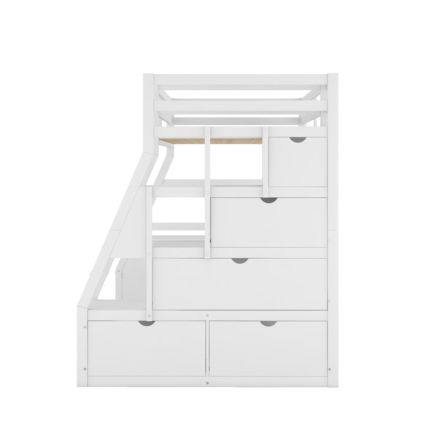 twin size loft bed with 7 drawers 2 shelves and desk - white