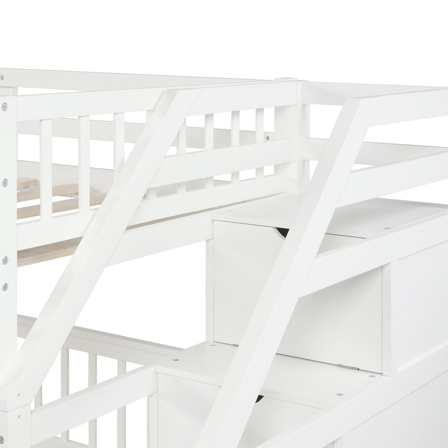 twin over full loft bed with staircase,gray