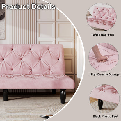 66" Pink Velvet Sofa Bed