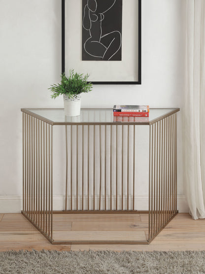 ACME Oaklie Sofa Table in Champagne & Clear Glass
