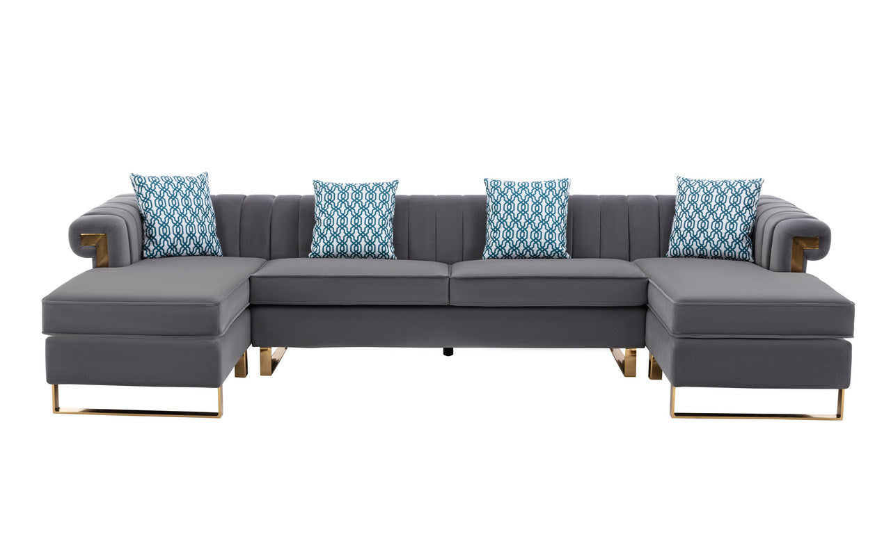 maddie velvet 5-seater double chaise sectional sofa
