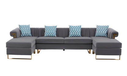 Maddie Velvet 5-Seater Double Chaise Sectional Sofa