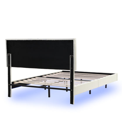 Floating Bed Frame with LED Lights and USB Charging #3