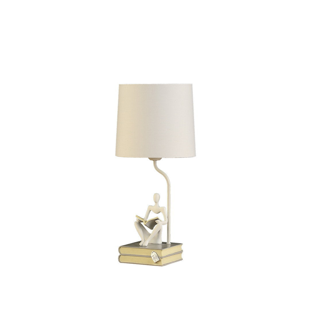 20.5" in modern reader white sitting a gray stack of books polyresin table lamp