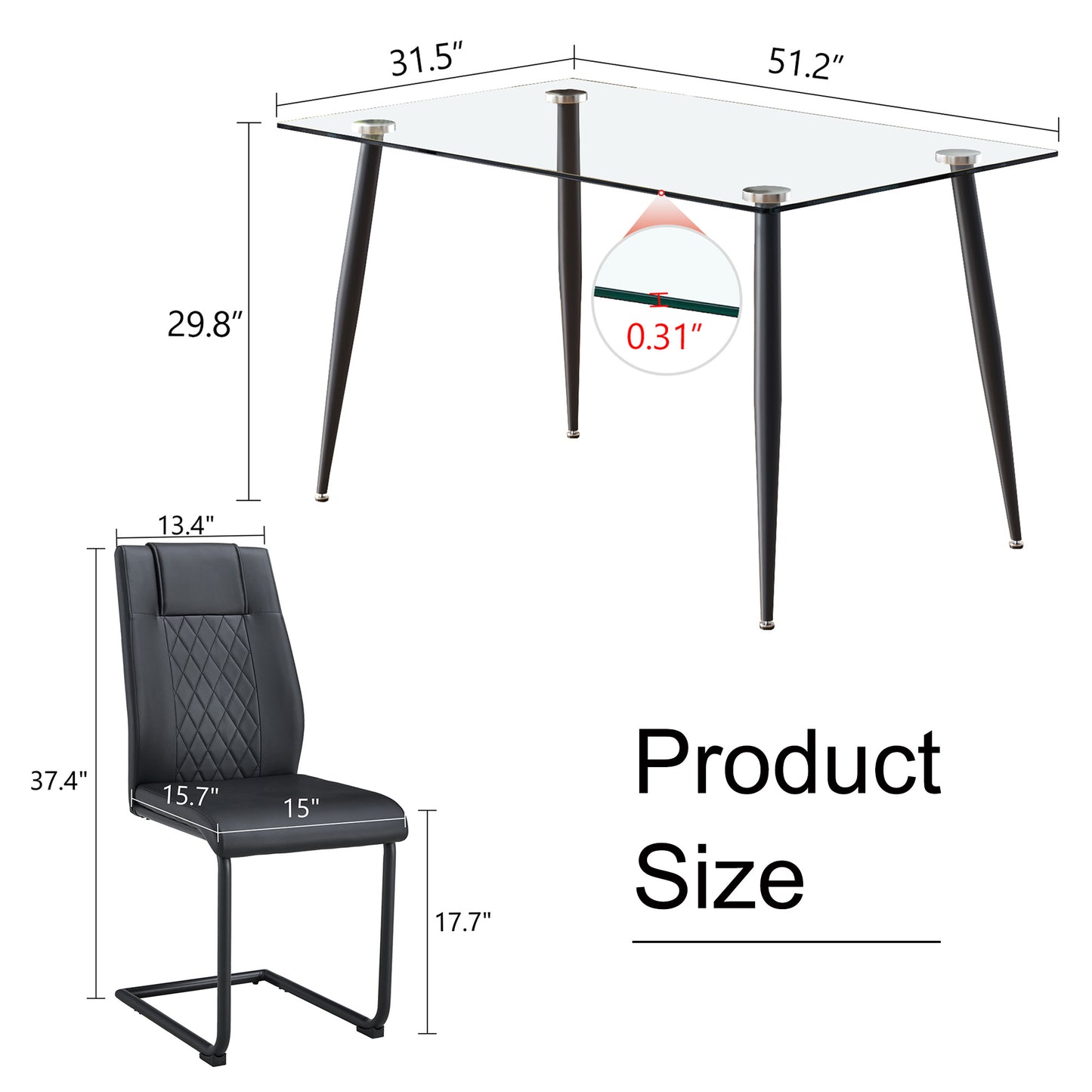 holli dining table set, black