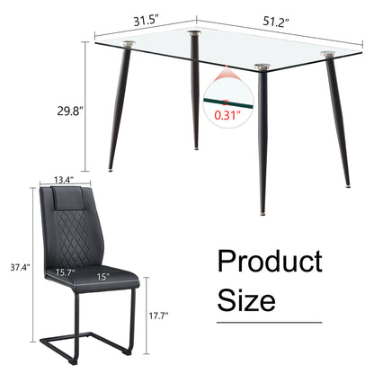 Holli Dining Table Set, Black