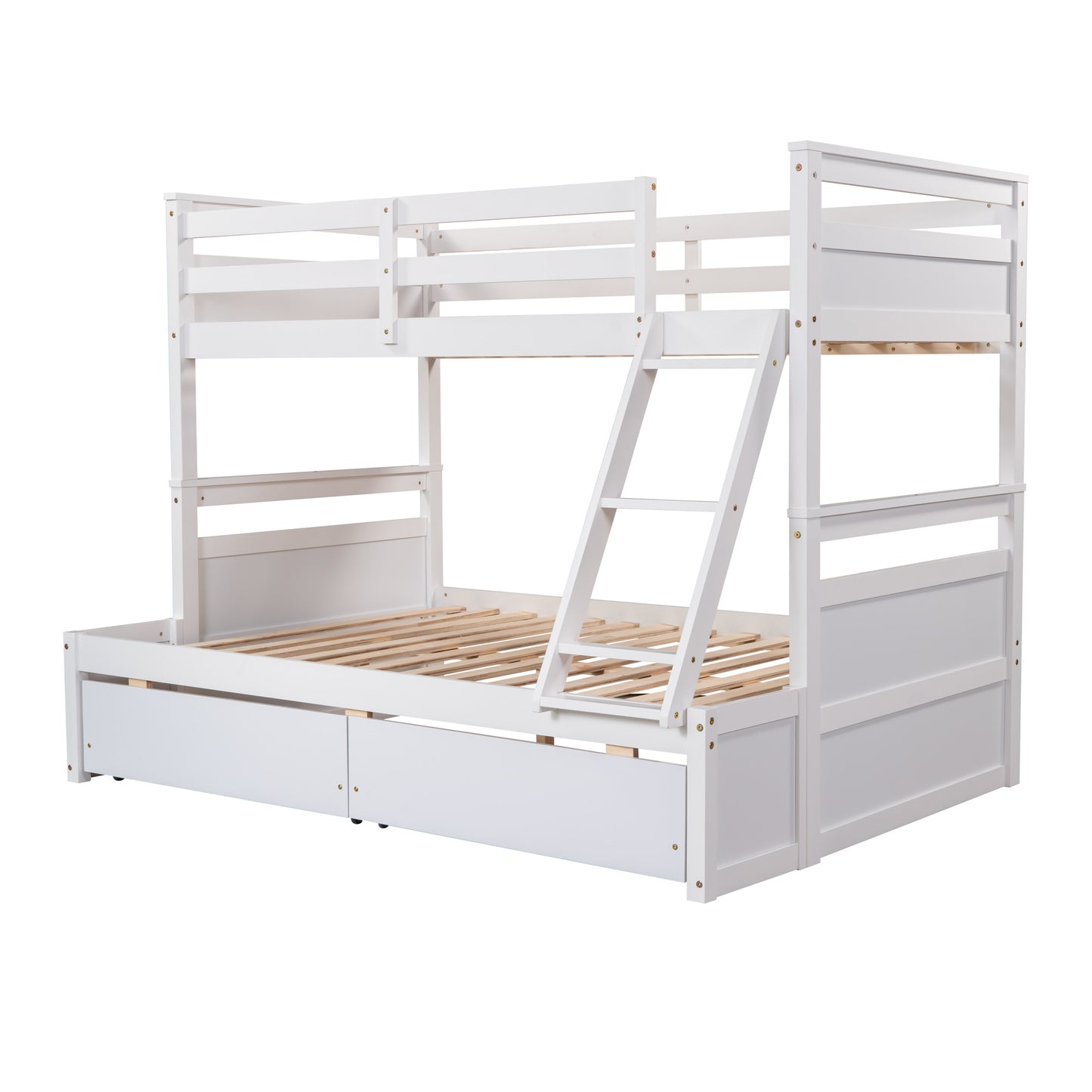 twin over full bunk bed with storage - white