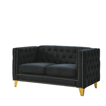 3-seater + 2-seater Combination Sofa, Black Velvet