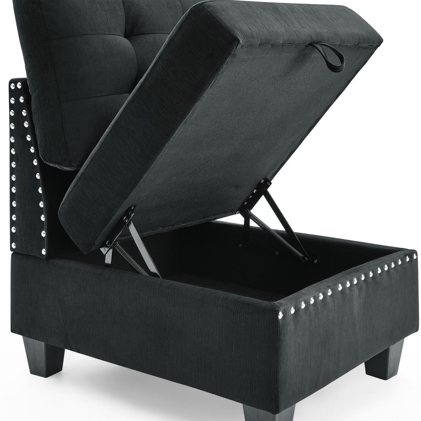 u shape modular sectional sofa with ottoman, black velvet
