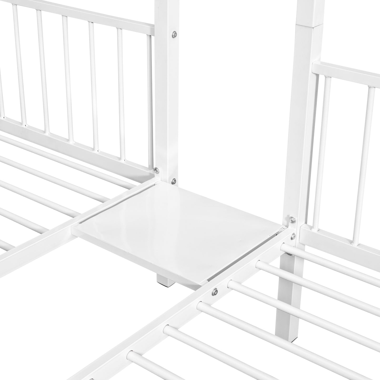 full over twin & twin bunk bed with drawers and guardrails, white