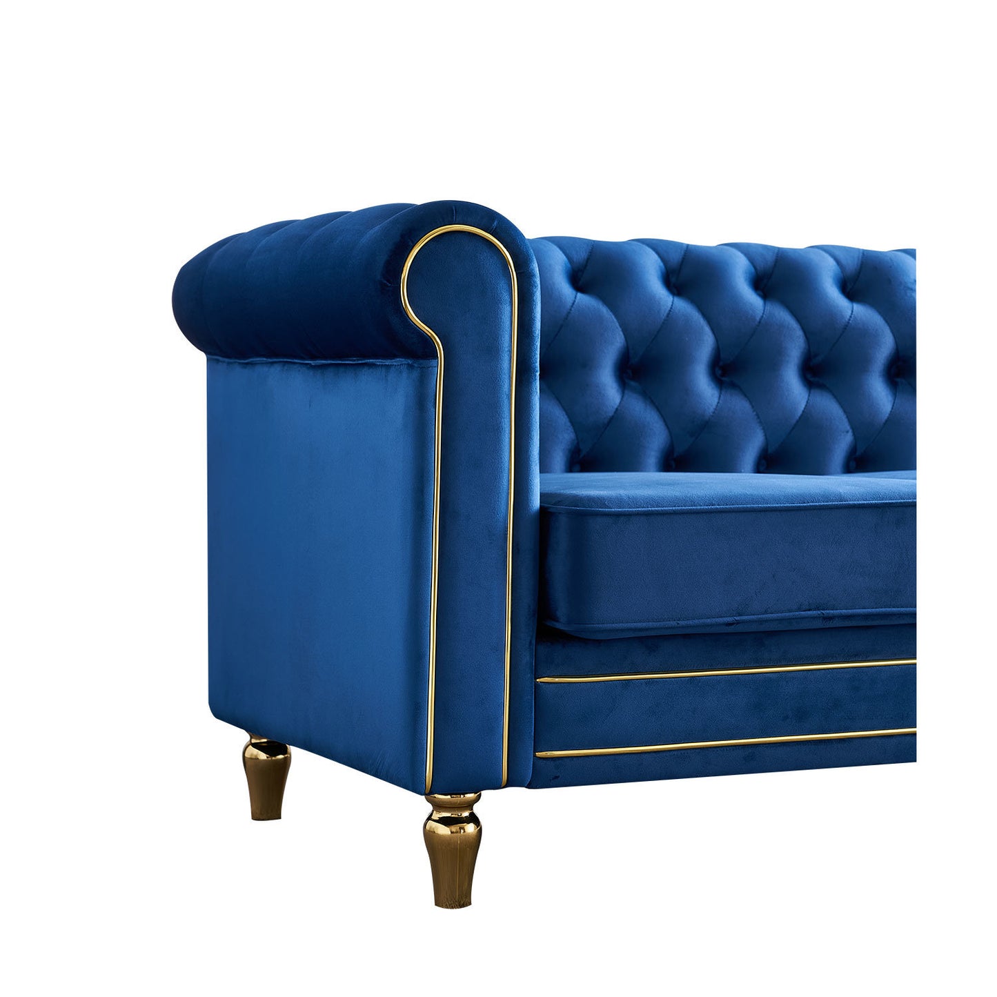 chesterfield velvet sofa, blue